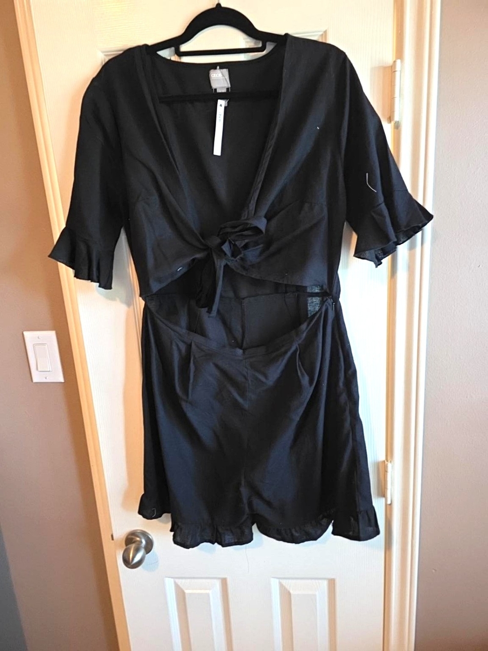 ASOS Black Tie-Front Mini Dress